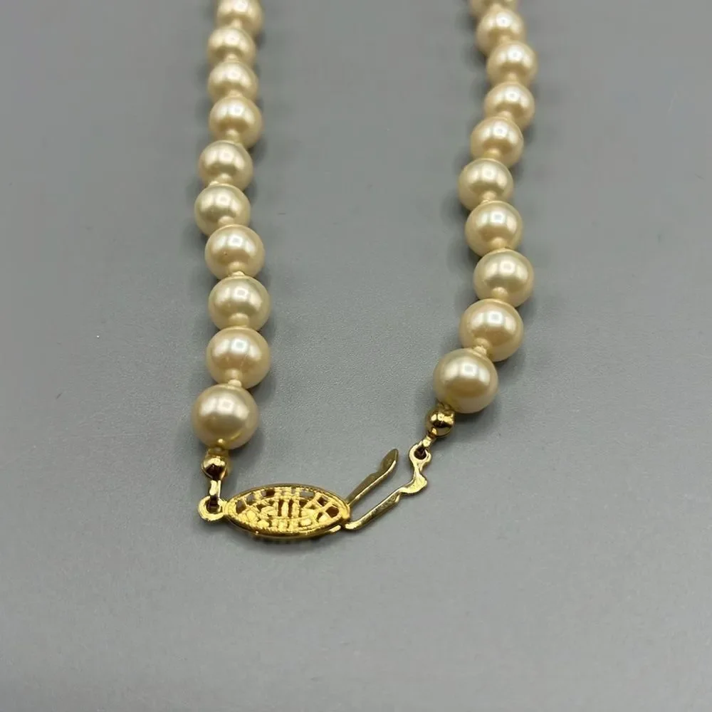 Vintage G. Silver Faux Pearl Necklace